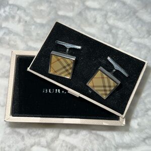 Burberry Check Cuff Links-Authentic-NIB